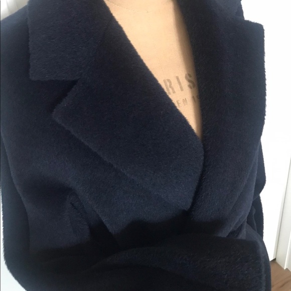 Max Mara Studio Alpaca Blue Navy Wrap Belted Coat, size 42 - Picture 8 of 15